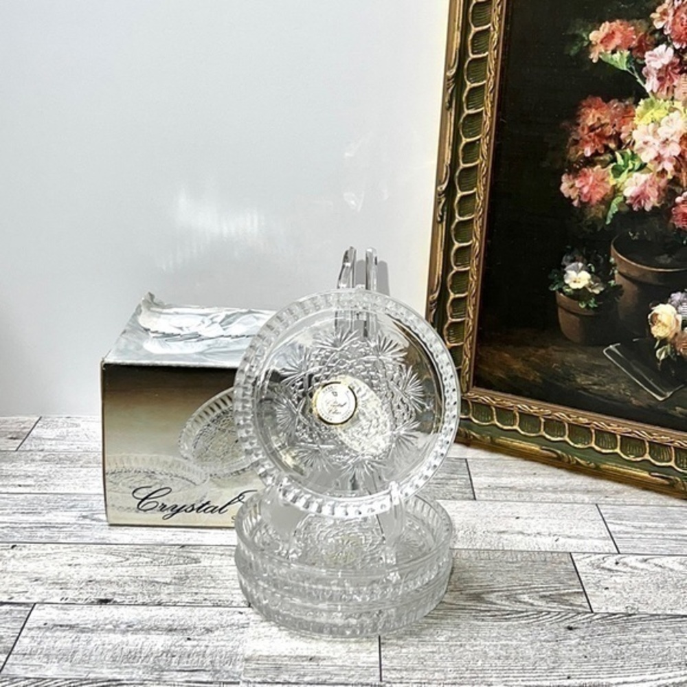 Vintage Essex Lead Crystal Coaster Set of 3